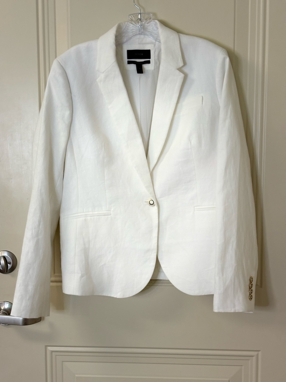 NWOT J. CREW CAMPBELL WHITE 100% Linen Single-Button Tailored Blazer SZ 14 $198